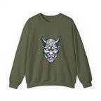 Oni Mask Illustration Crewneck Sweatshirt | Traditional Tattoo-Inspired, Bold Flash Art — view 7
