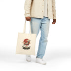 Vintage crane canvas tote with traditional tattoo-inspired bird and sun artwork — product view 5