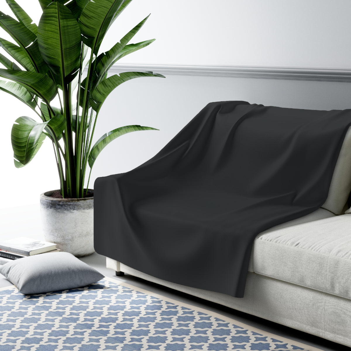 Smoked Charcoal Sherpa Fleece Blanket – product view 3
