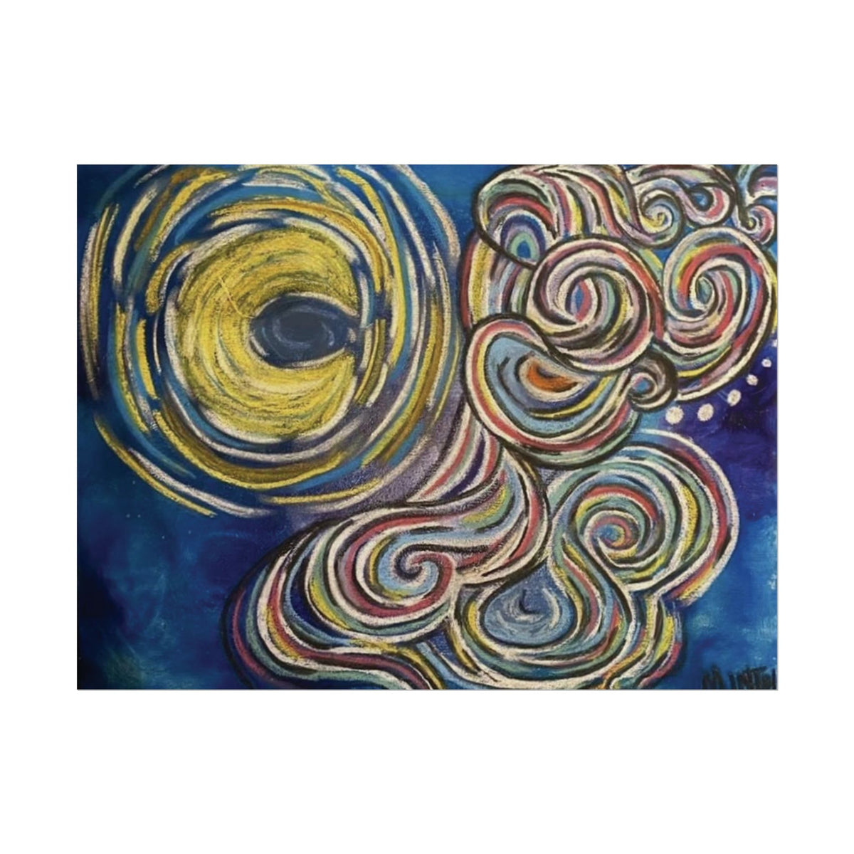Abstract Moon Swirl Poster — Colorful Whirlwind Wall Art (Rolled Poster) — view 3