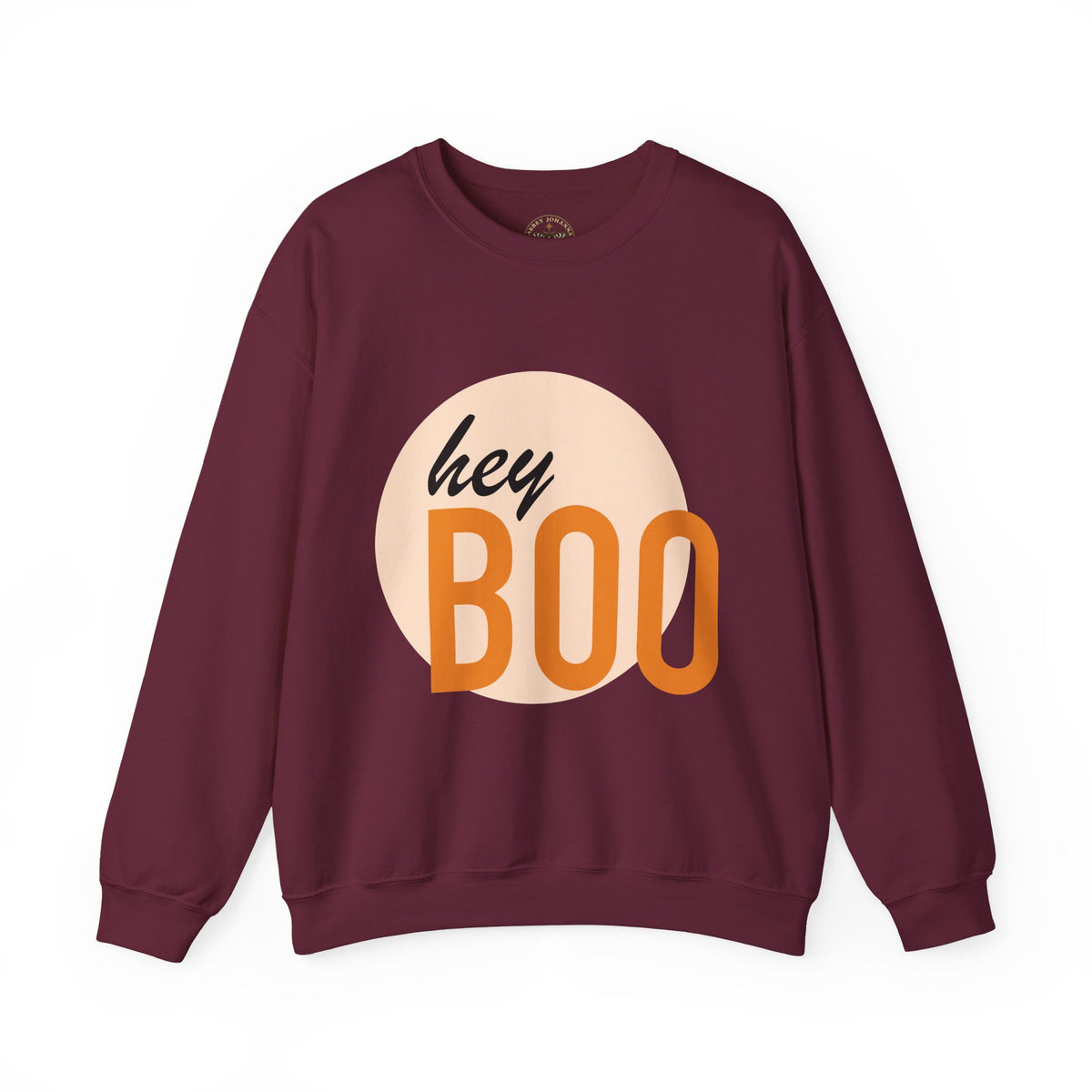 hey BOO Crewneck Sweatshirt — Cute Halloween Graphic Pullover — view 3