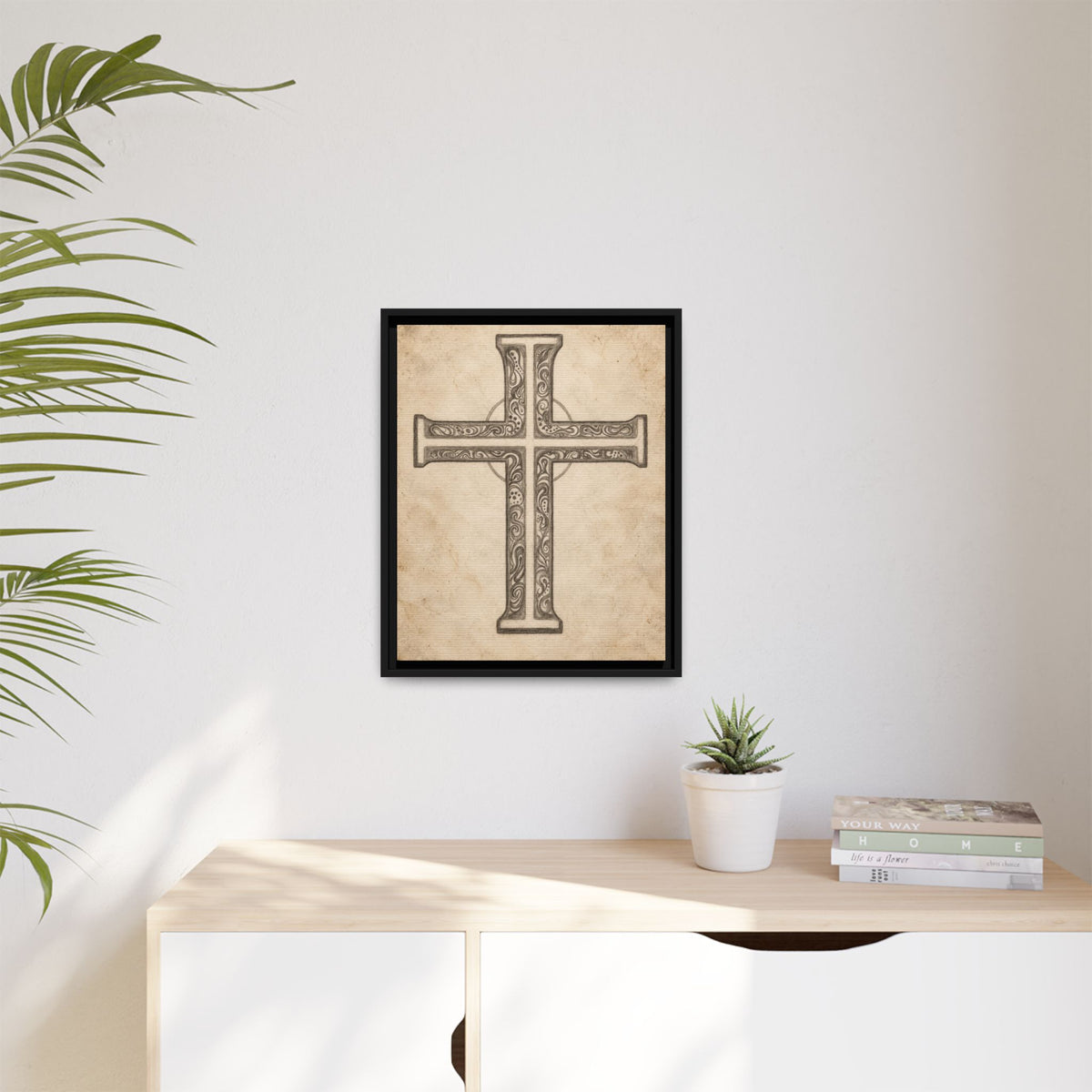 Sacred Bloom Cross Canvas Wall Art | Christian Cross Print | Vintage Faith Decor — view 20