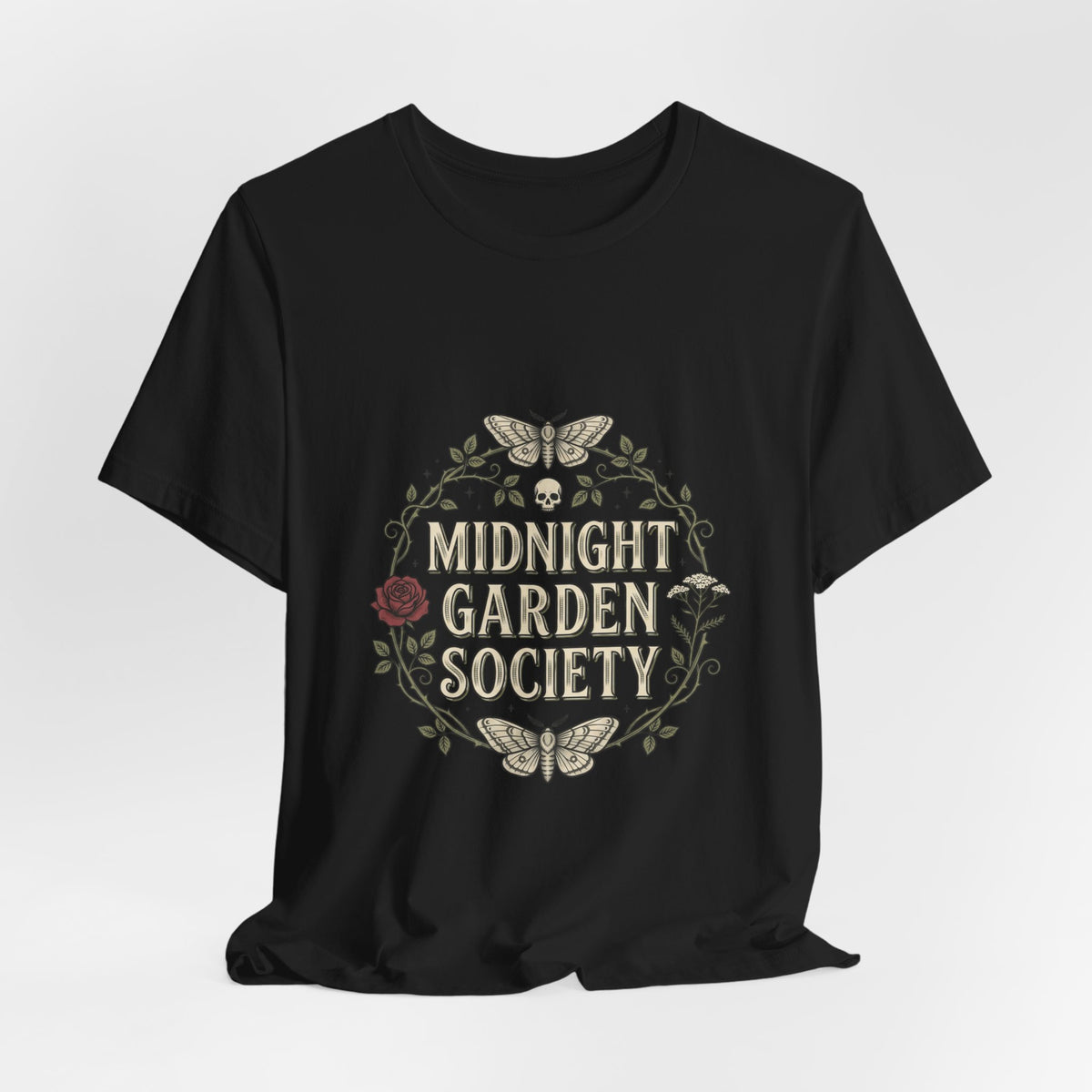 Midnight Garden Society Tee | Gothic Botanicals, Victorian Floral Crest — view 1