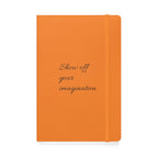 Customizable hardcover notebook with lined cream pages and personalized message option — product view 3