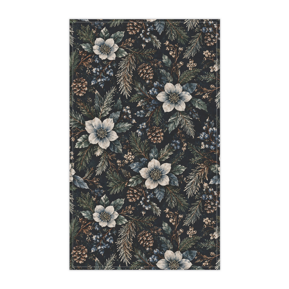 Midnight Winter Garden Cotton Twill Tea Towel | The Winter House Collection