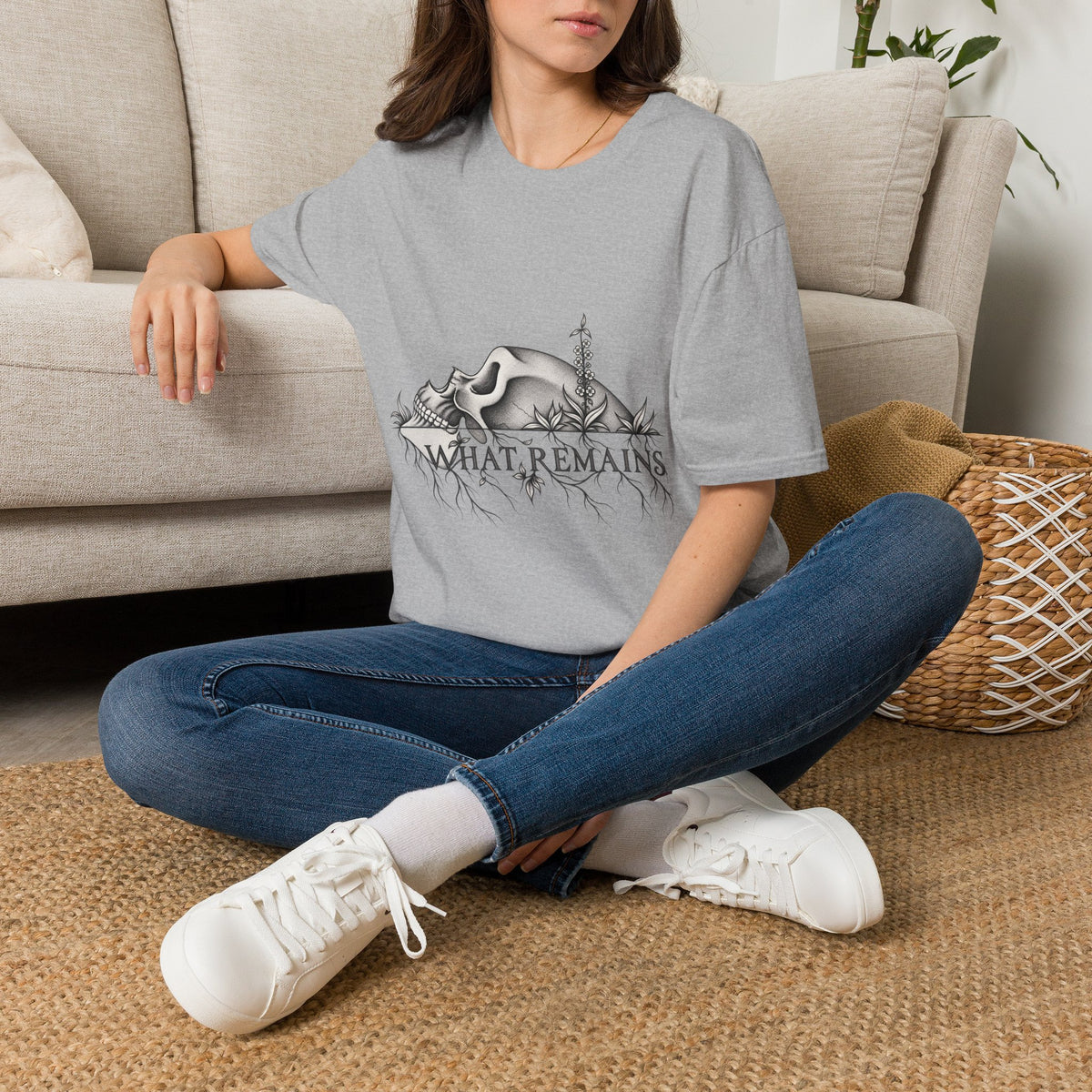 What Remains – Botanical Skull Graphic Tee | Dark Nature Oddities T-Shirt — view 3