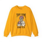 True Crime and Tea Sweatshirt | Skull Tea Mug Graphic, Podcast Lover Crewneck — view 2