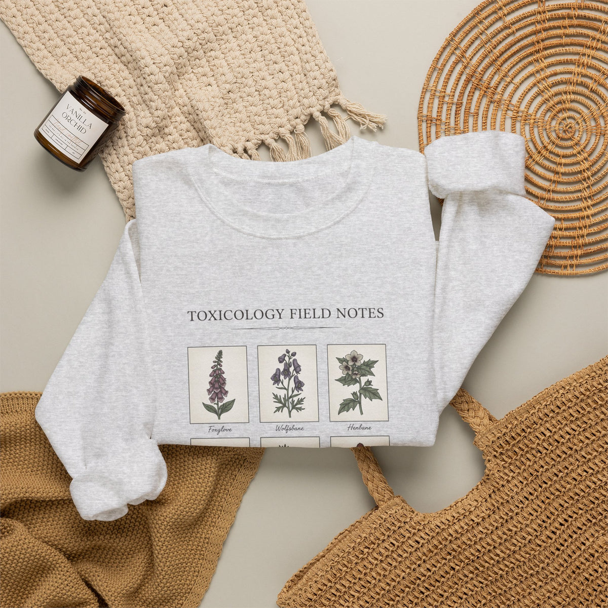 Toxicology Field Notes botanical print Sweatshirt | Gothic botanicals, vintage herbarium — view 9