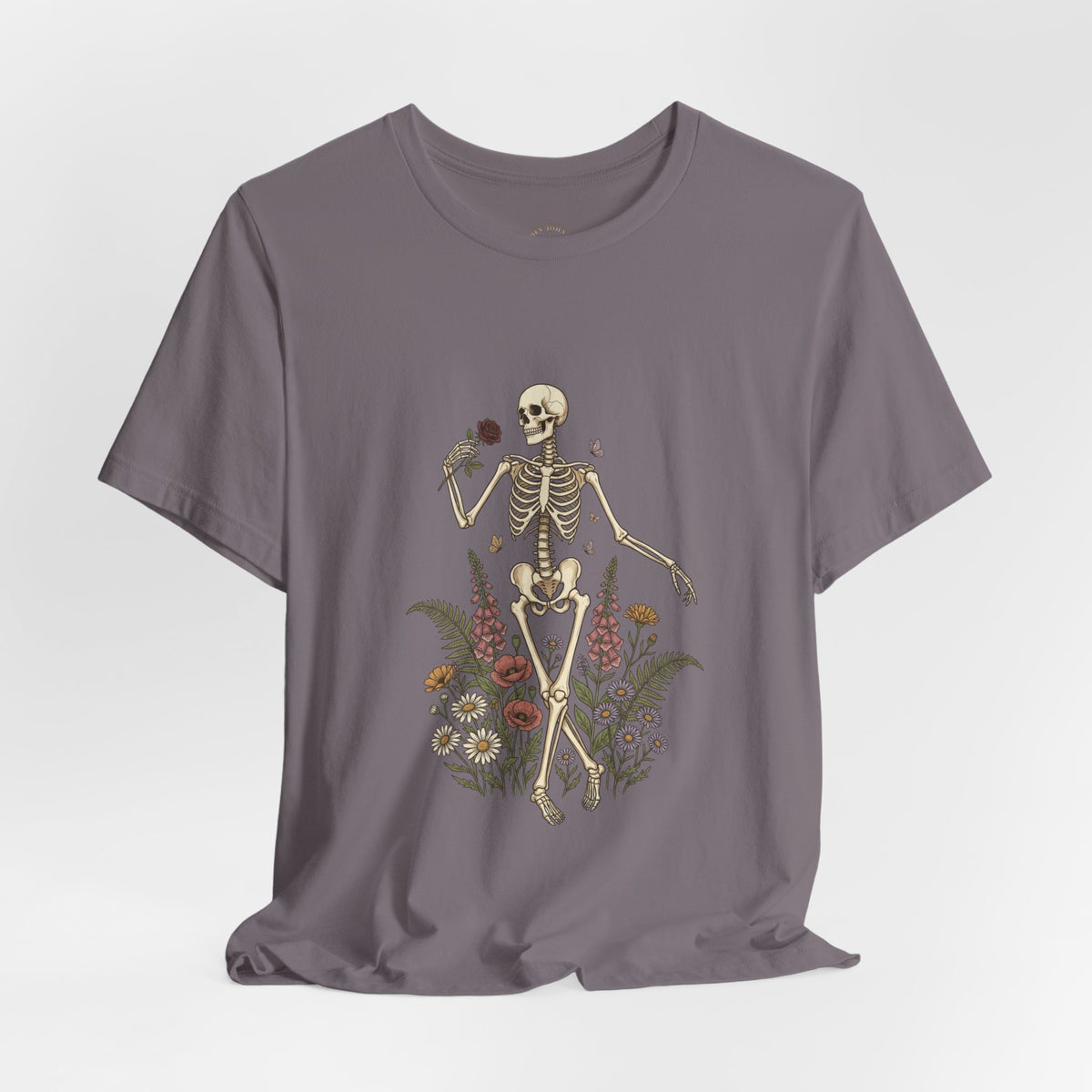 Skeleton with Wildflowers Tee | Gothic Botanicals, Victorian Floral — view 12
