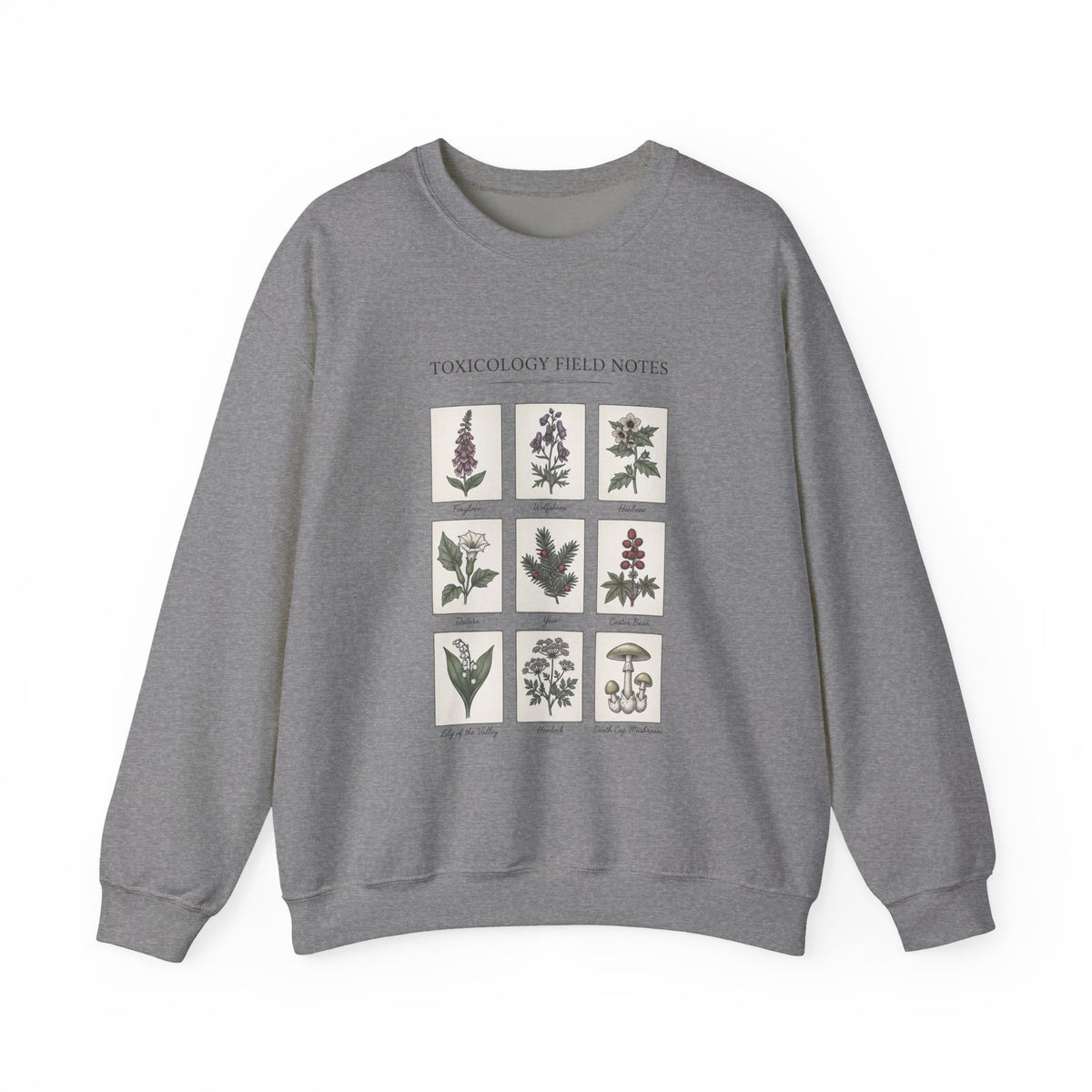 Toxicology Field Notes botanical print Sweatshirt | Gothic botanicals, vintage herbarium — view 4