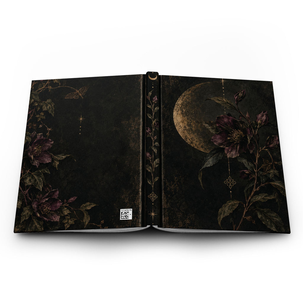 Moonlit Floral Hardcover Journal — Vintage Botanical Blank Notebook — view 5