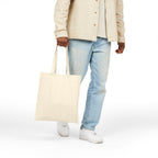Vintage crane canvas tote with traditional tattoo-inspired bird and sun artwork — product view 12