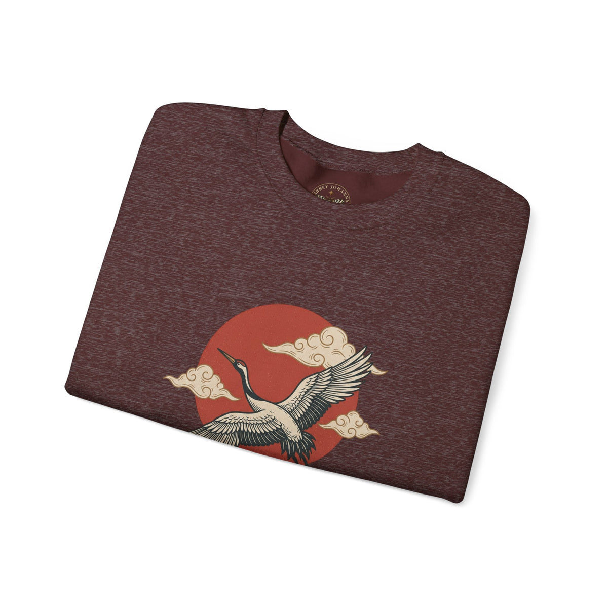 Traditional Tattoo-Style Crane Illustration Sweatshirt | Vintage Flash, Limited Palette — view 46