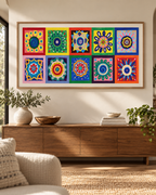 Folk Bloom Mandala Grid | Colorful Folk Wall Art — product image 2