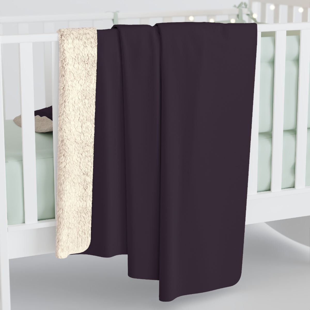 Black Plum Sherpa Fleece Blanket – product view 4