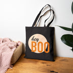 Hey Boo Cotton Tote — Cute Retro Halloween Reusable Bag — view 3