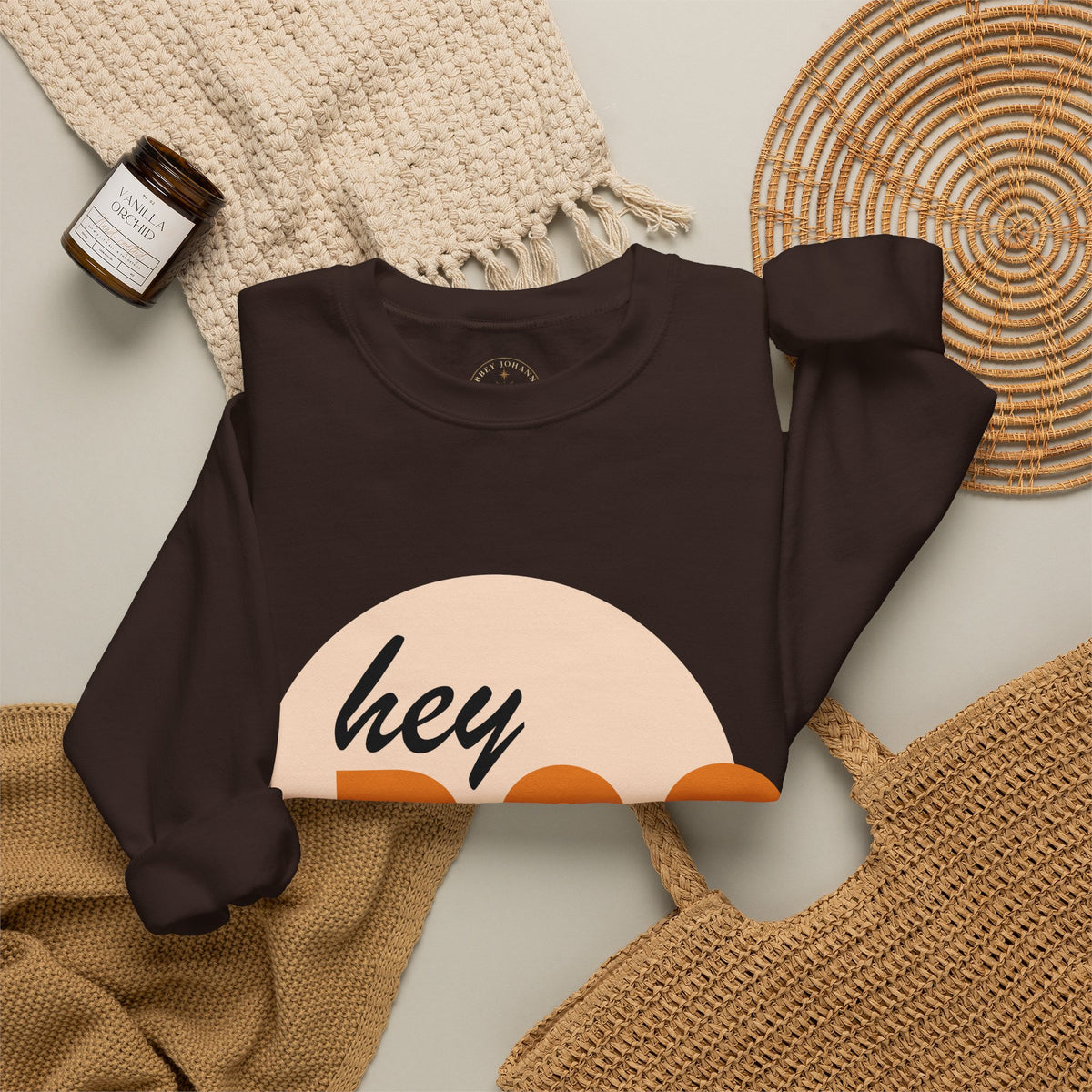 hey BOO Crewneck Sweatshirt — Cute Halloween Graphic Pullover — view 18