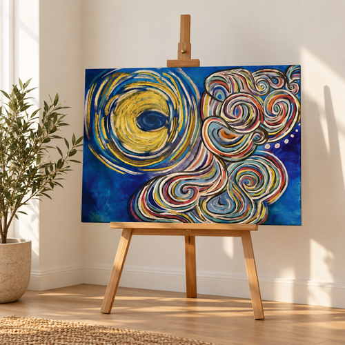 Abstract Moon Swirl Poster — Colorful Whirlwind Wall Art (Rolled Poster) — product image 1