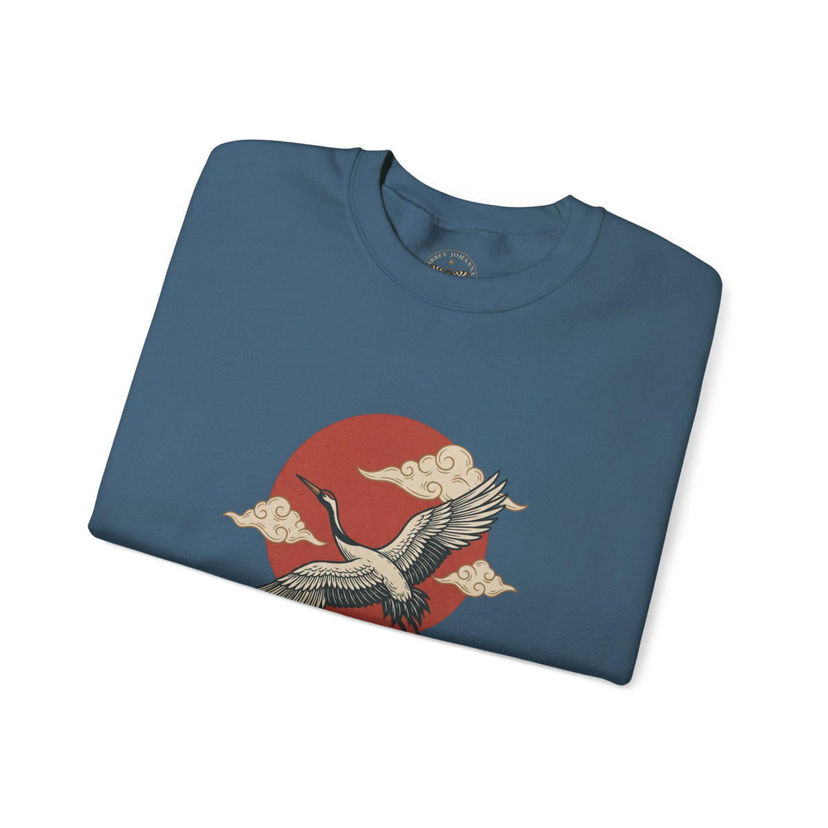 Traditional Tattoo-Style Crane Illustration Sweatshirt | Vintage Flash, Limited Palette — view 73