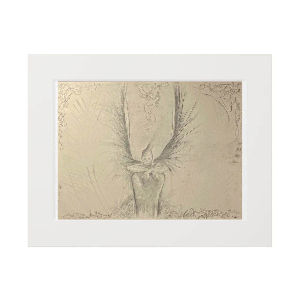 The Guardian — Giclée Fine Art Print with Passepartout | Original Charcoal Artwork