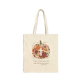 In Him I Trust Pumpkin Floral Cross Tote | Christian Autumn, Fall Faith — view 1