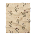 Floral Vintage Sherpa Blanket - Cozy Beige Wildflower Throw