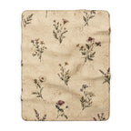 Floral Vintage Sherpa Blanket - Cozy Beige Wildflower Throw