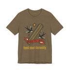 Skate Till Late Skateboard Tee | Traditional Tattoo Flash, Swallows & Banner — view 17