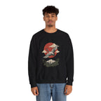 Traditional Tattoo-Style Crane Illustration Sweatshirt | Vintage Flash, Limited Palette — view 31