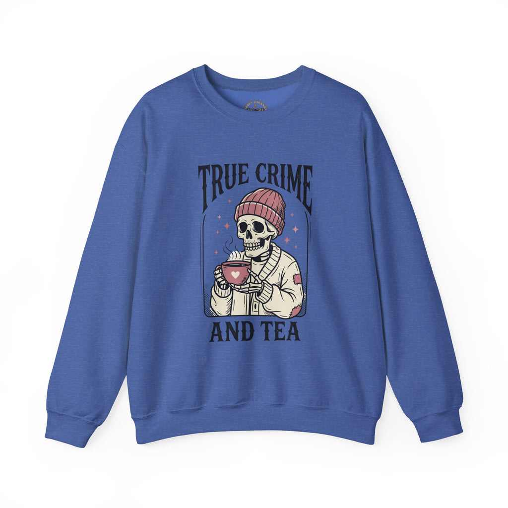 True Crime and Tea Sweatshirt | Skull Tea Mug Graphic, Podcast Lover Crewneck — view 5