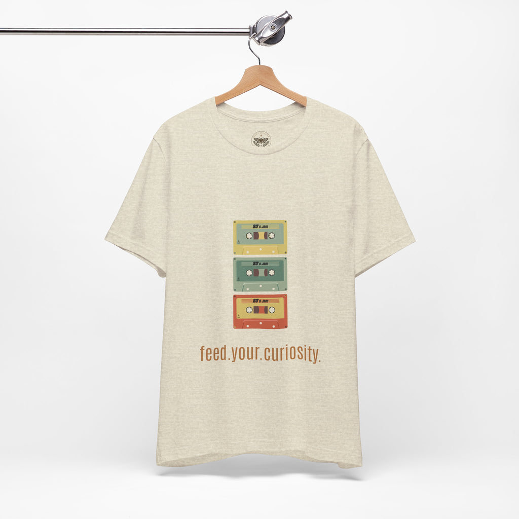 Feed Your Curiosity retro cassette tape graphic T-shirt — product view 20