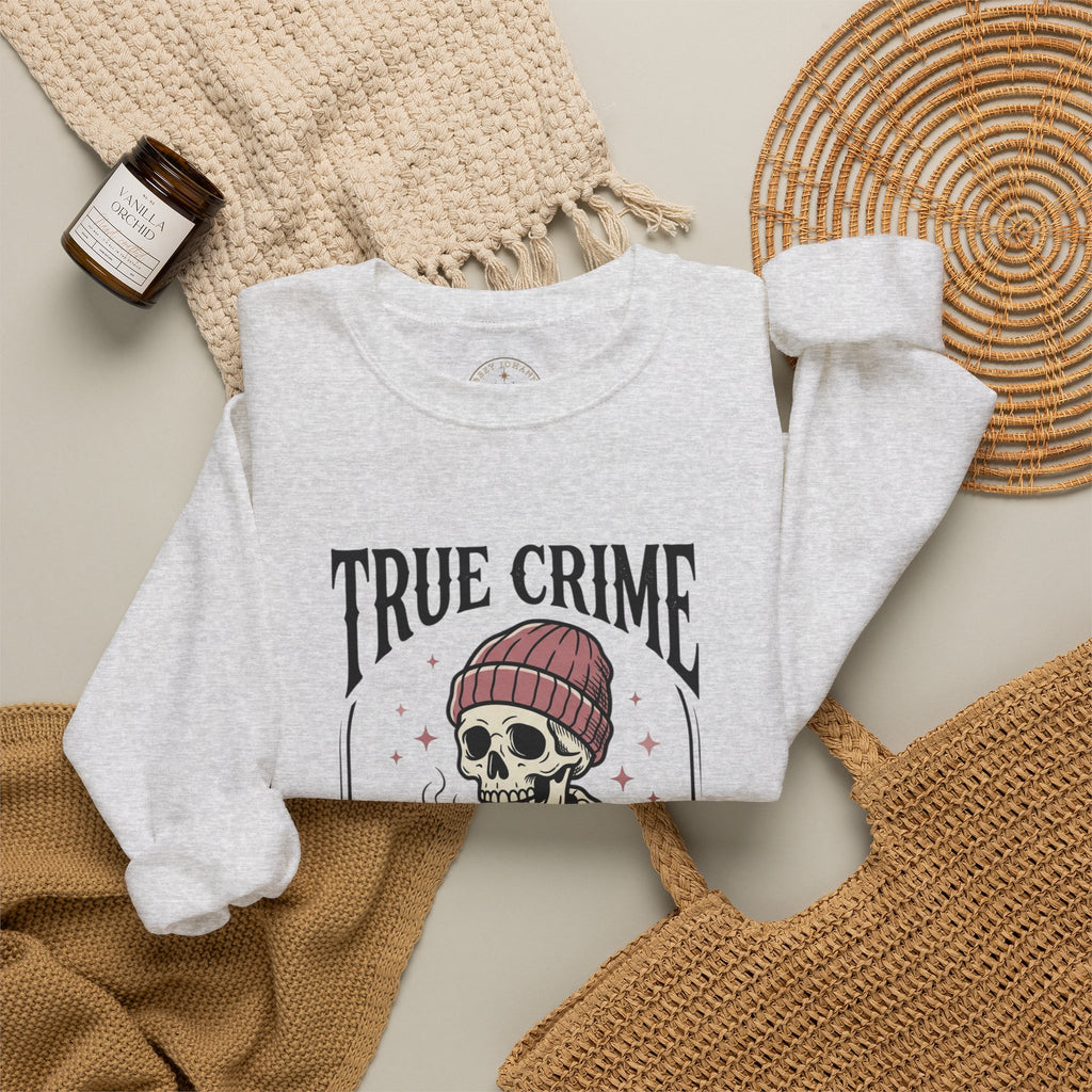 True Crime and Tea Sweatshirt | Skull Tea Mug Graphic, Podcast Lover Crewneck — view 10