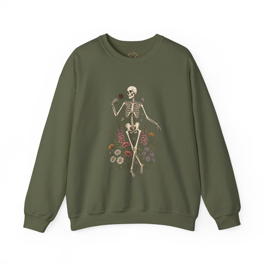 Skeleton with Blooms Crewneck, Gothic Botanicals sweatshirt