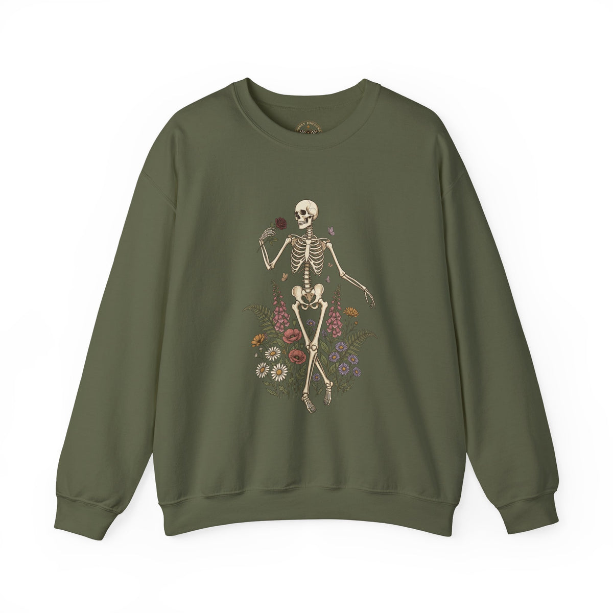 Skeleton with Blooms Crewneck, Gothic Botanicals sweatshirt