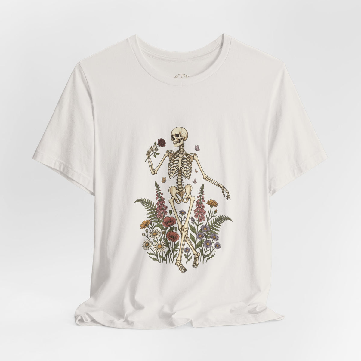 Skeleton with Wildflowers Tee | Gothic Botanicals, Victorian Floral — view 7