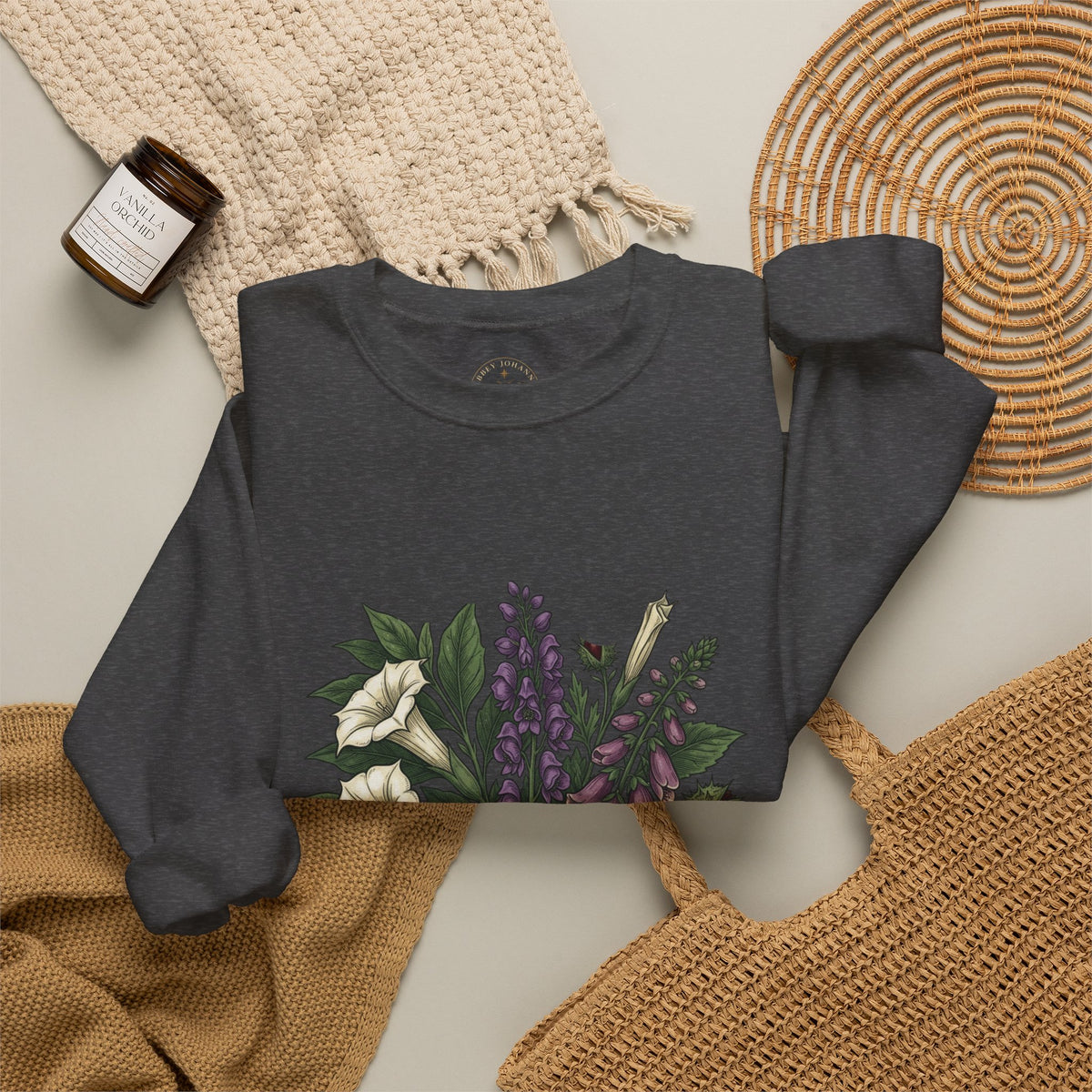 Gothic Floral Crest “Look Don't Touch” Sweatshirt | Gothic Botanicals