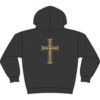 Still Your Mind Christian hoodie with ornate cross artwork by Abbey Johanna.