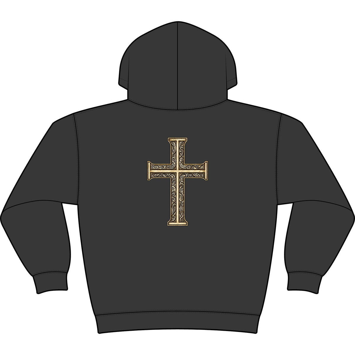 Still Your Mind Christian hoodie with ornate cross artwork by Abbey Johanna.
