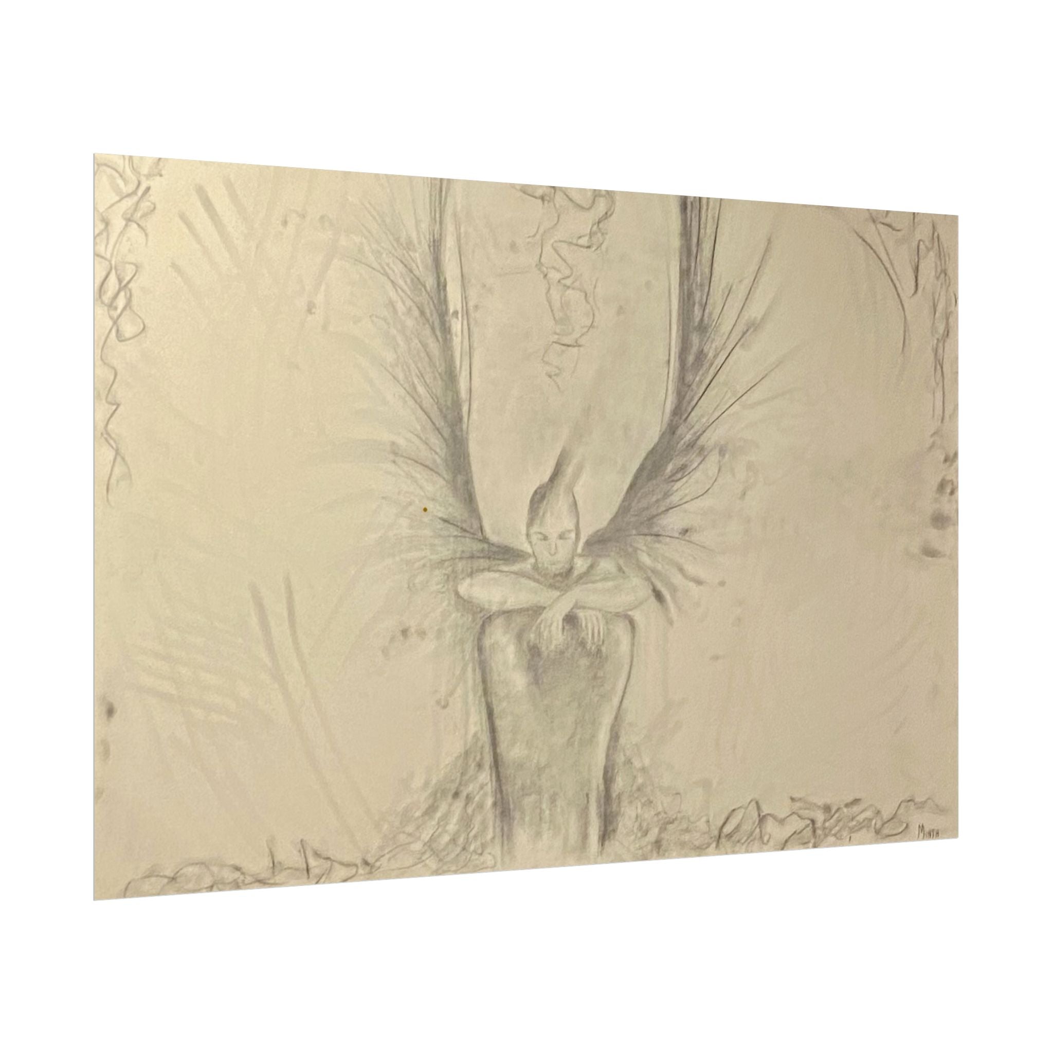 The Guardian — Original Charcoal Fine Art Print | Textured Watercolor Paper