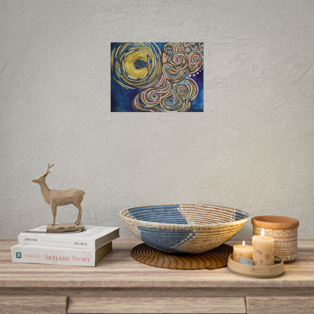 Abstract Moon Swirl Poster — Colorful Whirlwind Wall Art (Rolled Poster) — view 11
