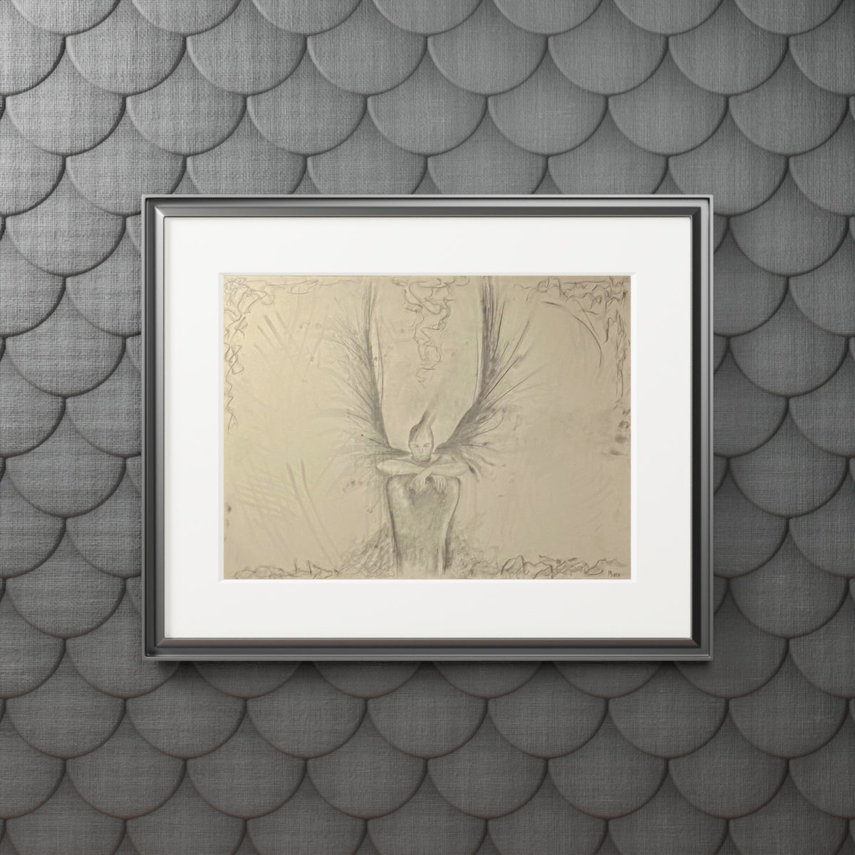 The Guardian — Giclée Fine Art Print with Passepartout | Original Charcoal Artwork