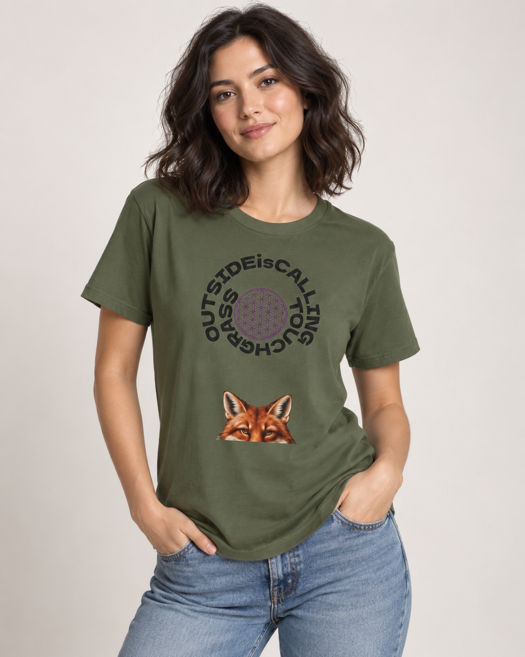 Touch Grass Fox — Outside Is Calling | Super-Soft Unisex T-Shirt — view 2