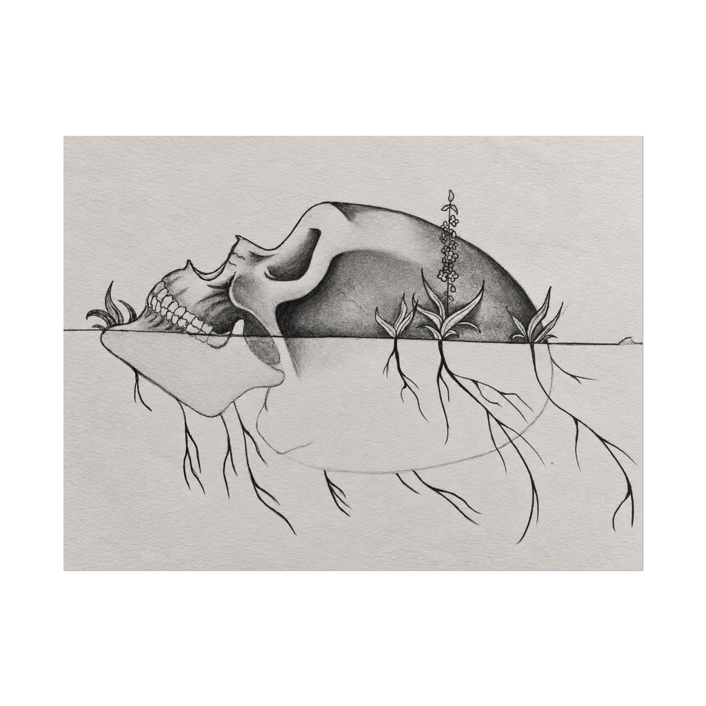 What Remains – Botanical Skull Wall Art | Original Charcoal & Graphite Drawing Print — view 5
