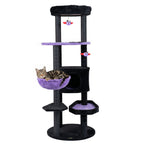 60" Gothic Cat Tower with Plush Perch and Hanging Toys