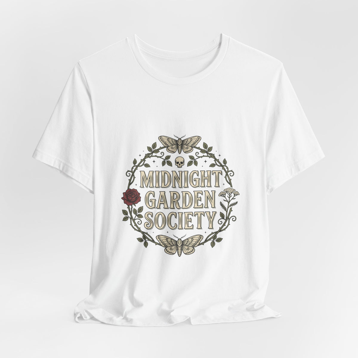 Midnight Garden Society Tee | Gothic Botanicals, Victorian Floral Crest — view 5