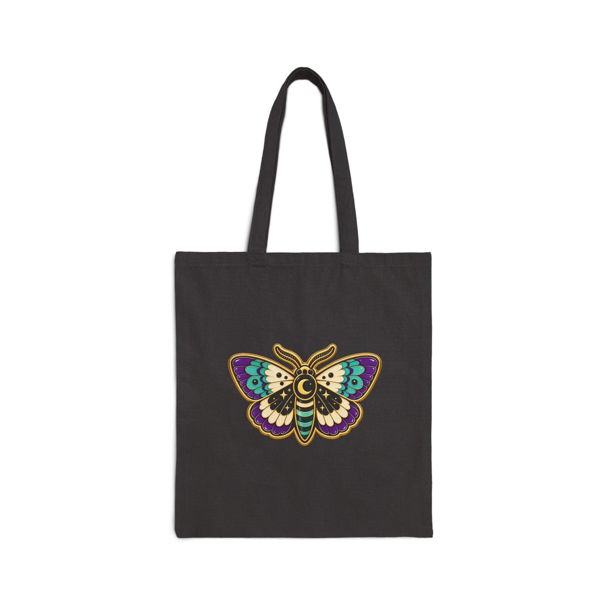 Mothy Moth – Colorful Moth Tote Bag | Cotton Canvas Gothic Botanical Bag — view 5
