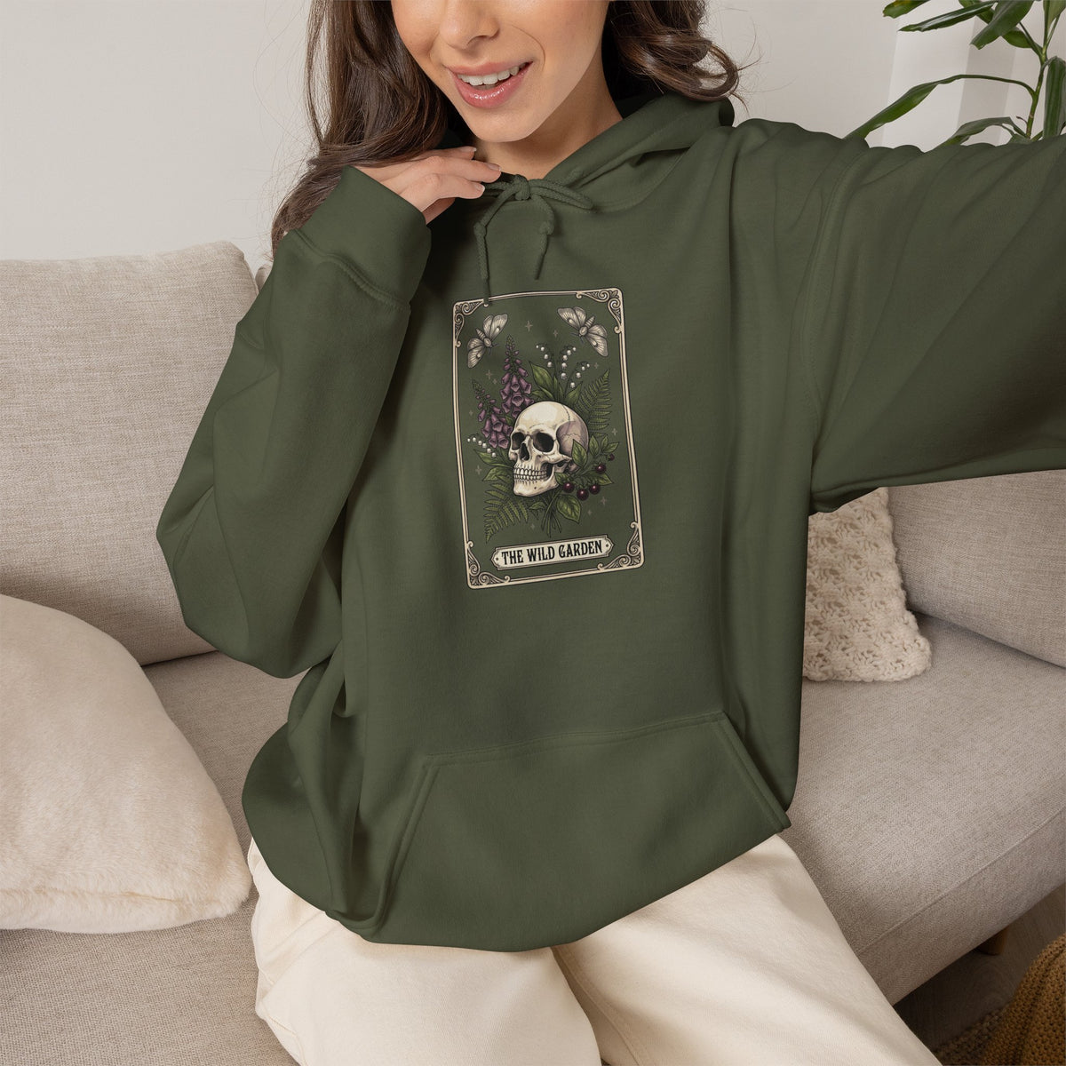 Skull & Fern Tarot Card Hoodie | Gothic Botanicals, Victorian Macabre — view 29