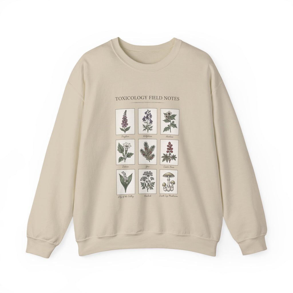 Toxicology Field Notes botanical print Sweatshirt | Gothic botanicals, vintage herbarium — view 3