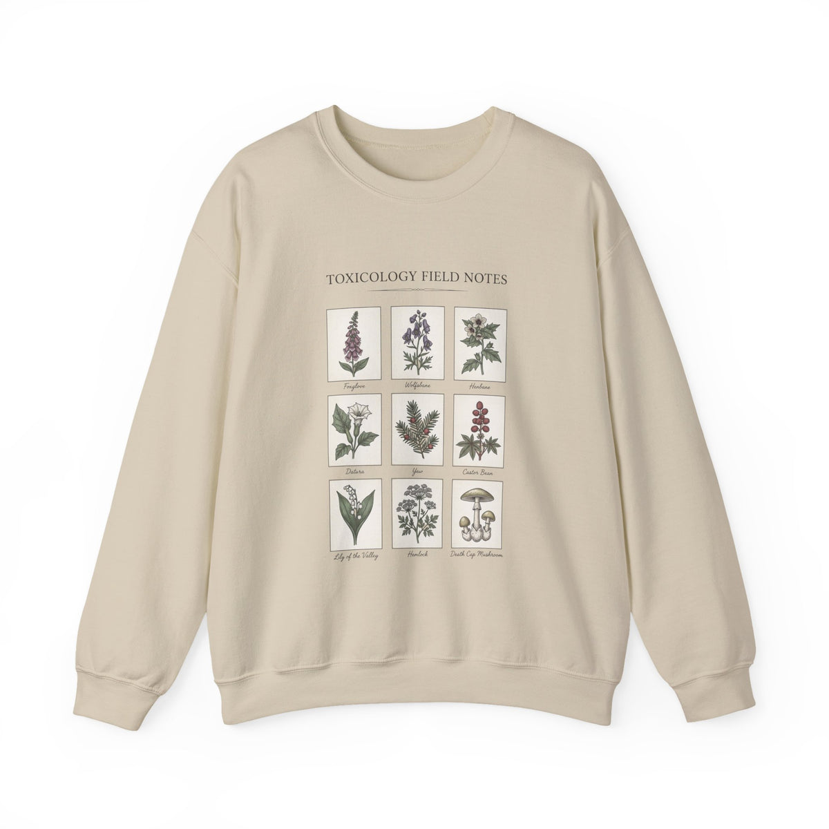Toxicology Field Notes botanical print Sweatshirt | Gothic botanicals, vintage herbarium — view 3