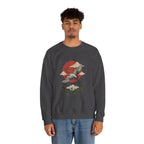 Traditional Tattoo-Style Crane Illustration Sweatshirt | Vintage Flash, Limited Palette — view 67